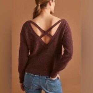 Anthropologie NWT Women's V-Neck Sweater - Brown